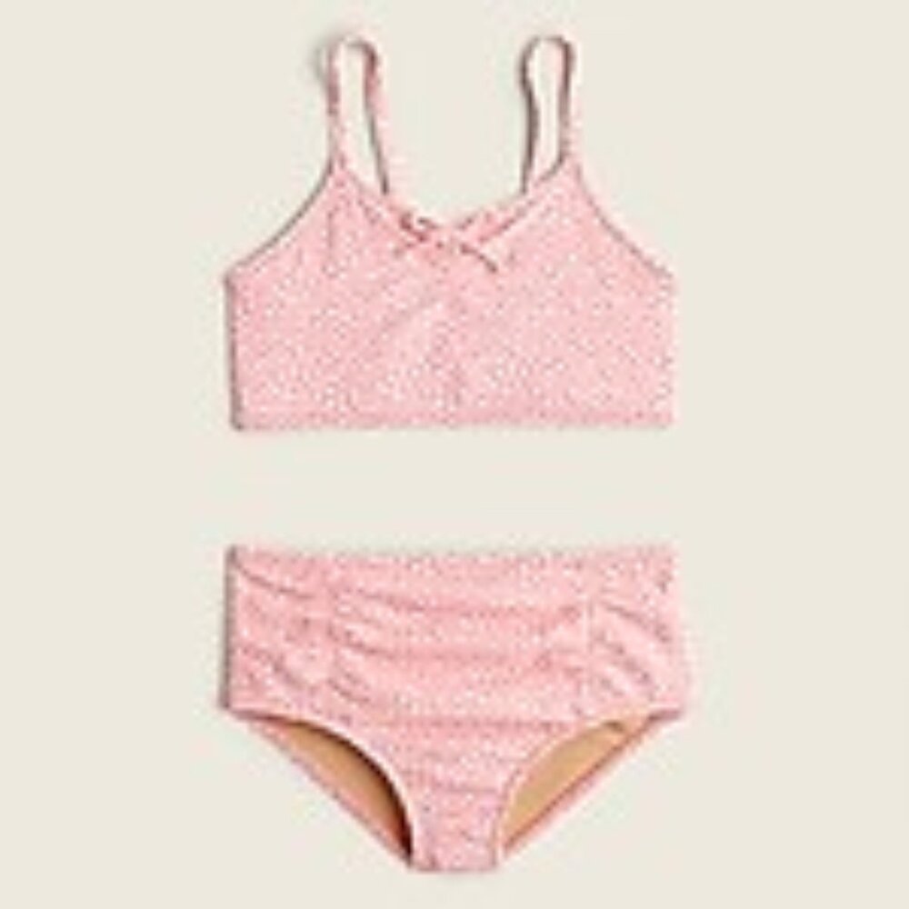 Adorable pink/peach print girls two-piece bikini swim (CrewCuts)